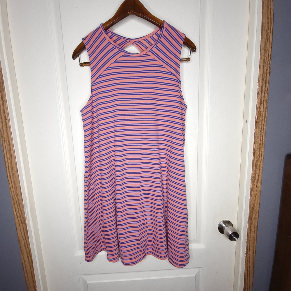 Brisos Women's Medium Tank Top Dress Strips Keyhole Back